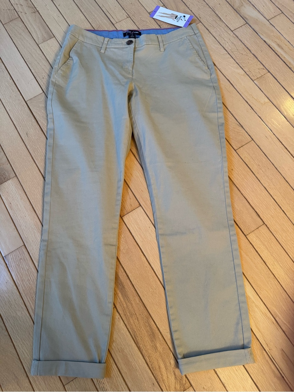 Nautica Size 4 Khaki Chino Pants - Classic Straight Fit with rolled cuff. NWT